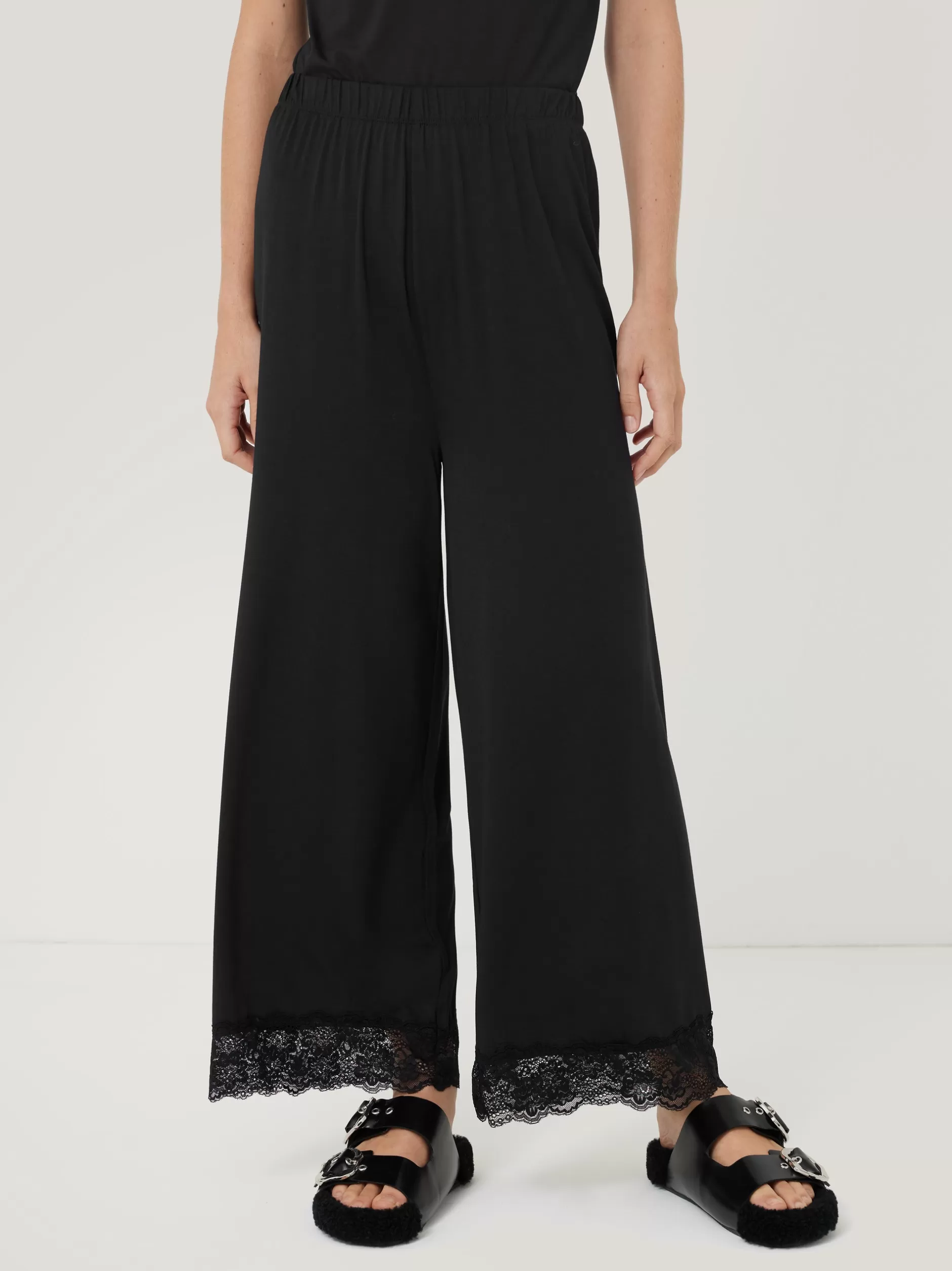 Online Jigsaw Modal Lace Pyjama Trouser Black