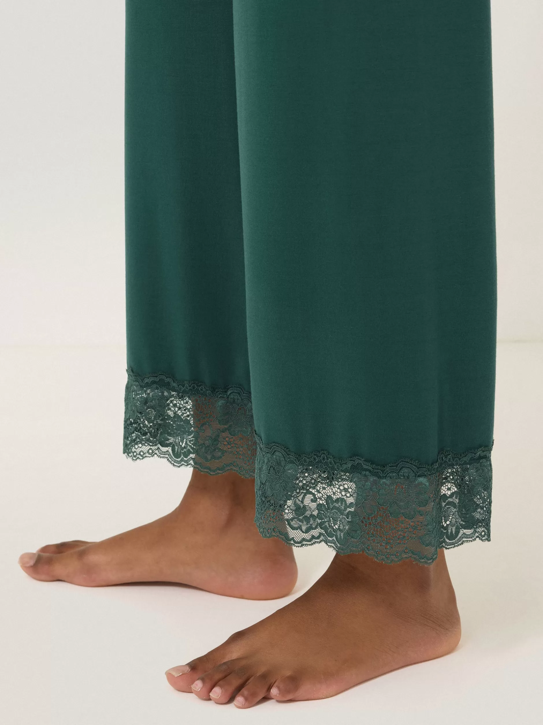 Hot Jigsaw Modal Lace Pyjama Trouser Green