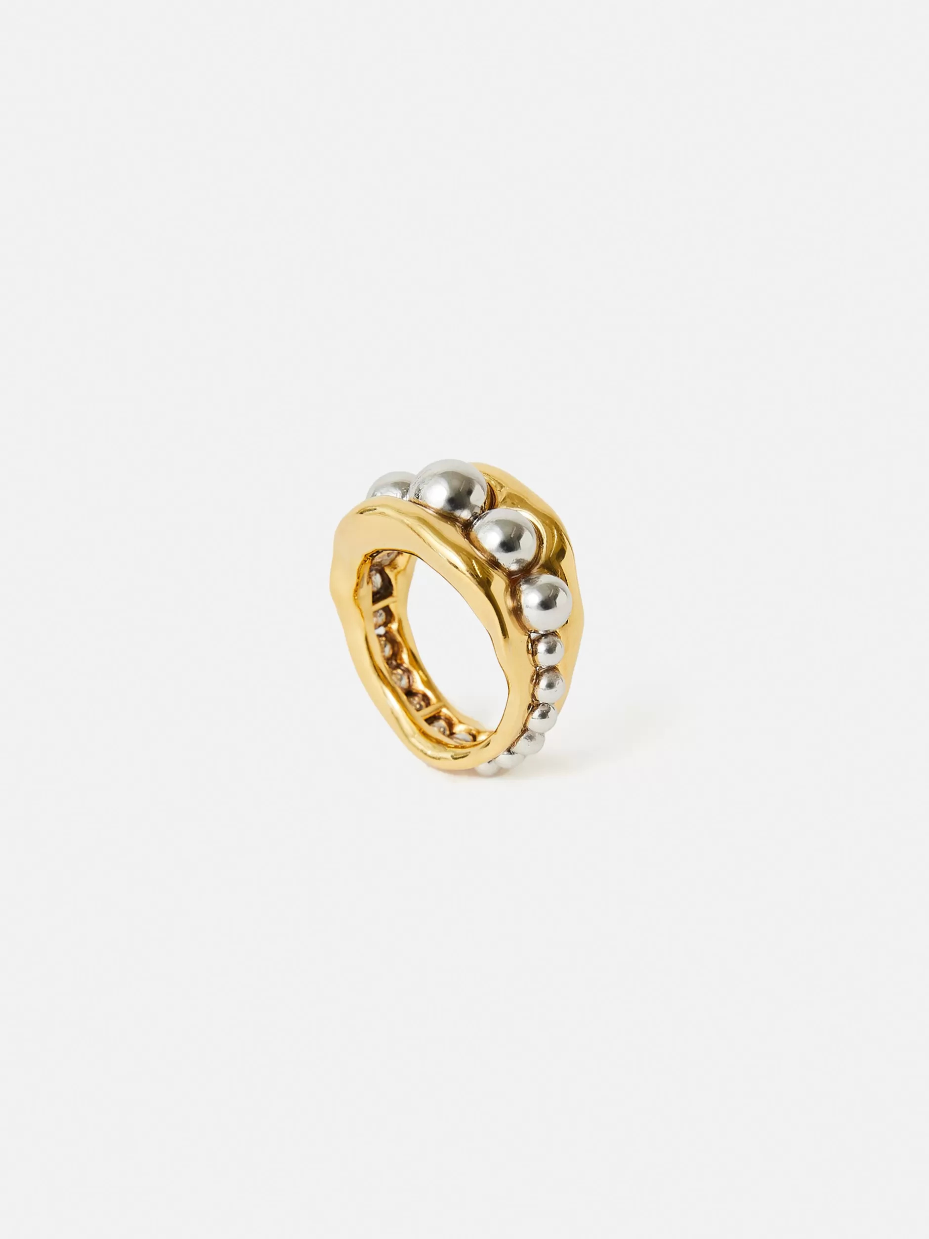 Fashion Jigsaw Molten Bead Ring Multi