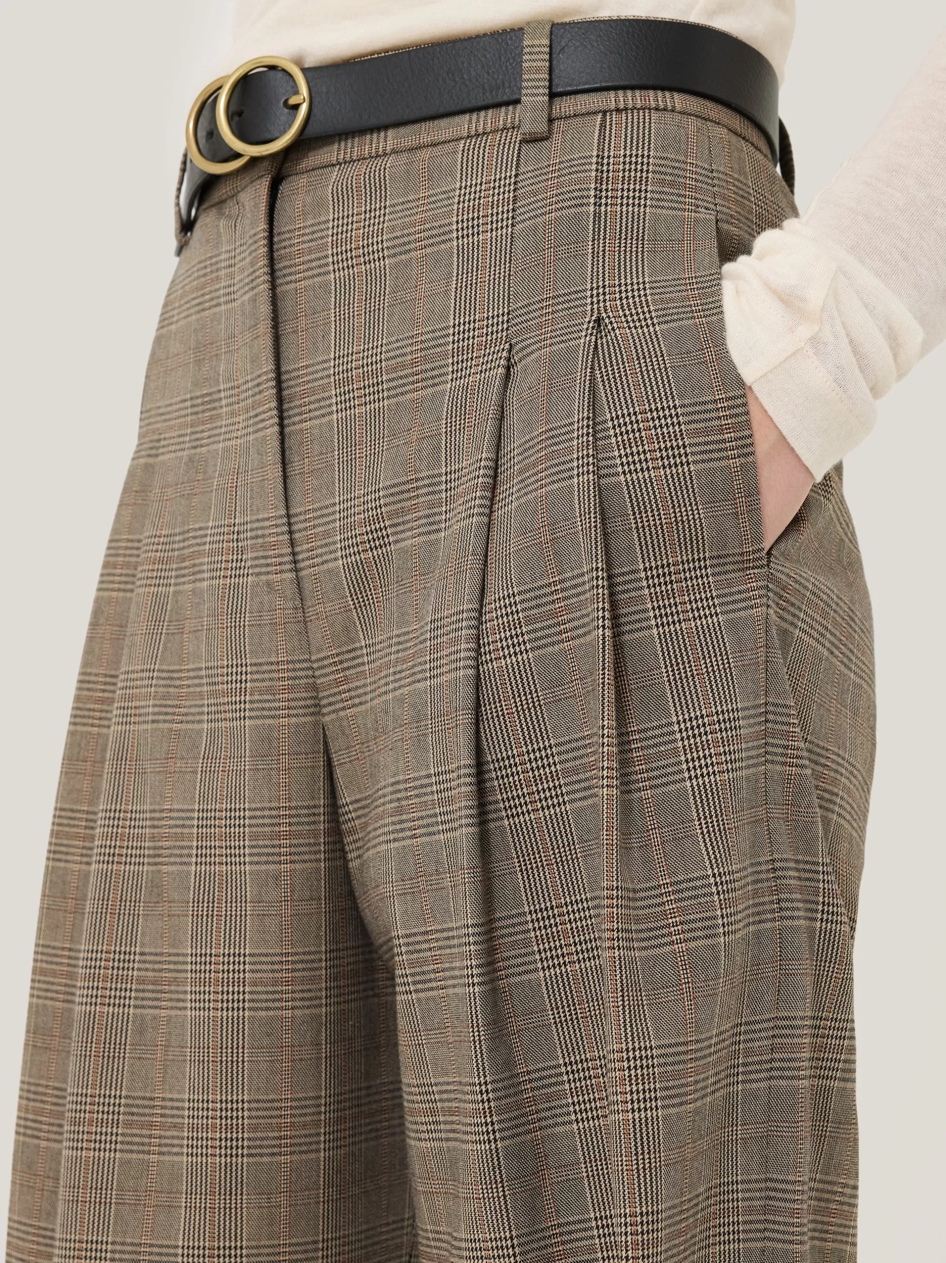 Flash Sale Jigsaw Nik Cotton Check Trouser Brown