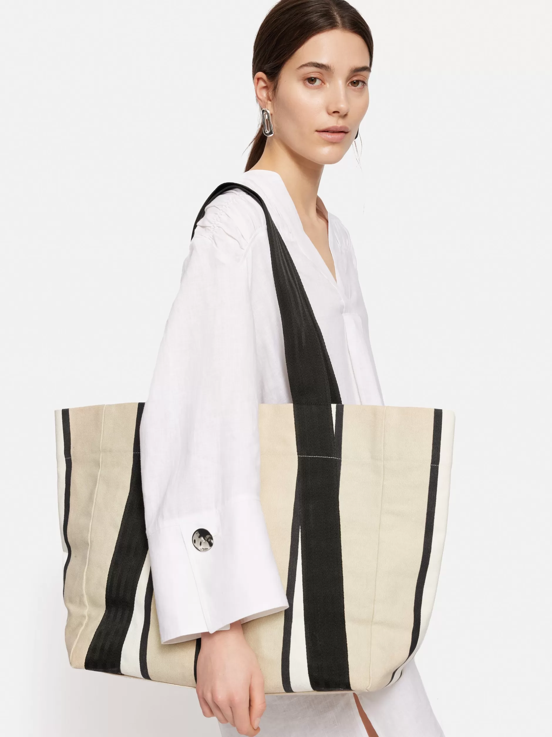 New Jigsaw Oversize Striped Canvas Tote Multi