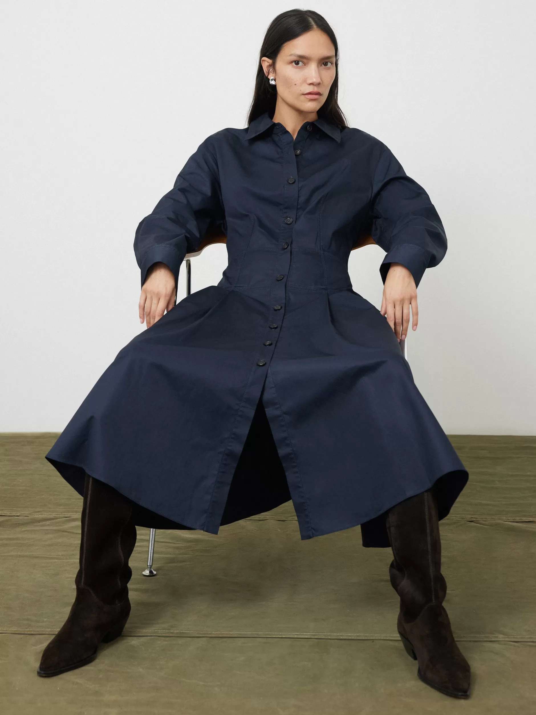 Clearance Jigsaw Panelled Shirt Dress Navy