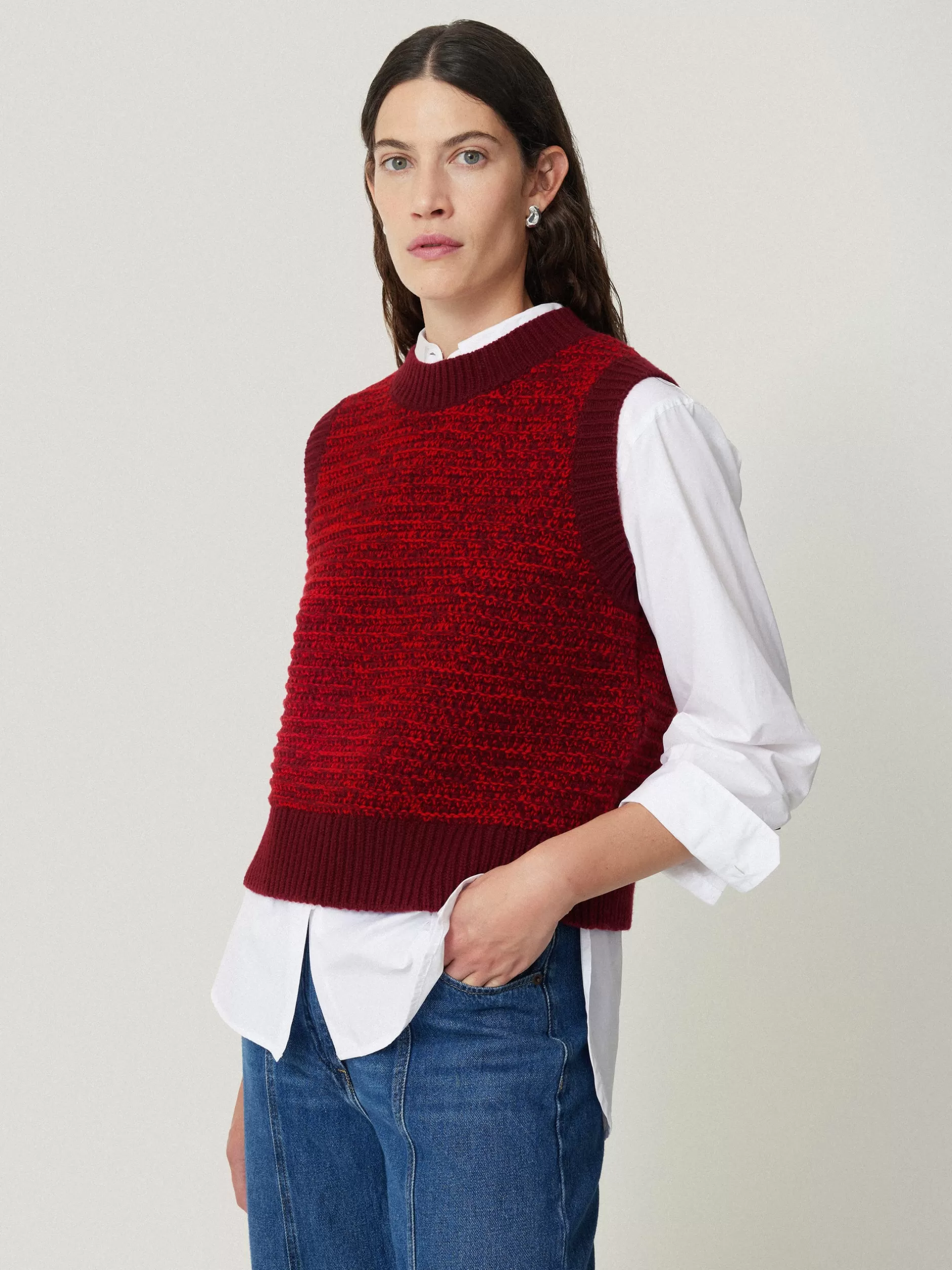 Fashion Jigsaw Perdi Knitted Tank Red