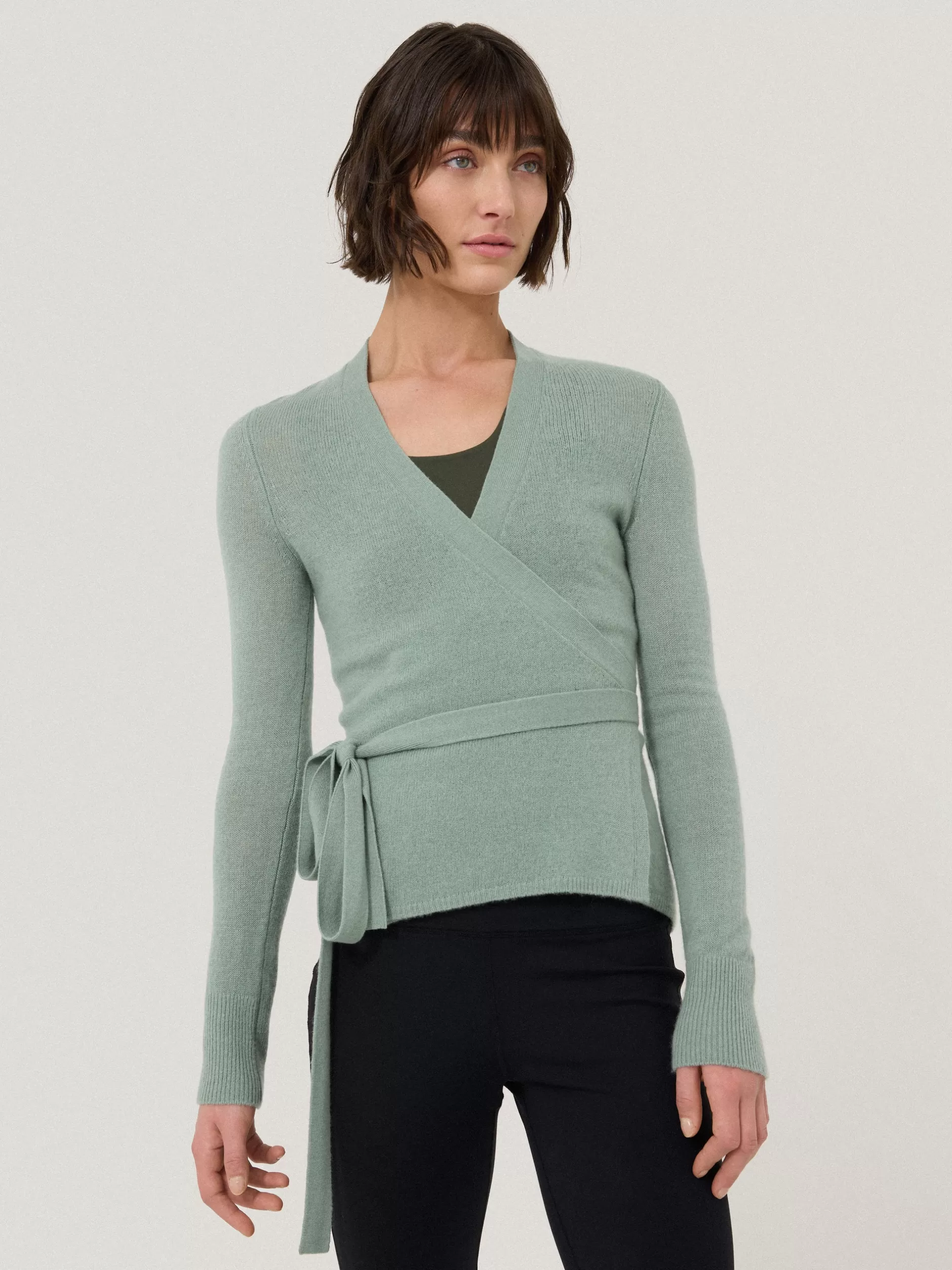 Cheap Jigsaw Ribbed Wrap Cardigan Green