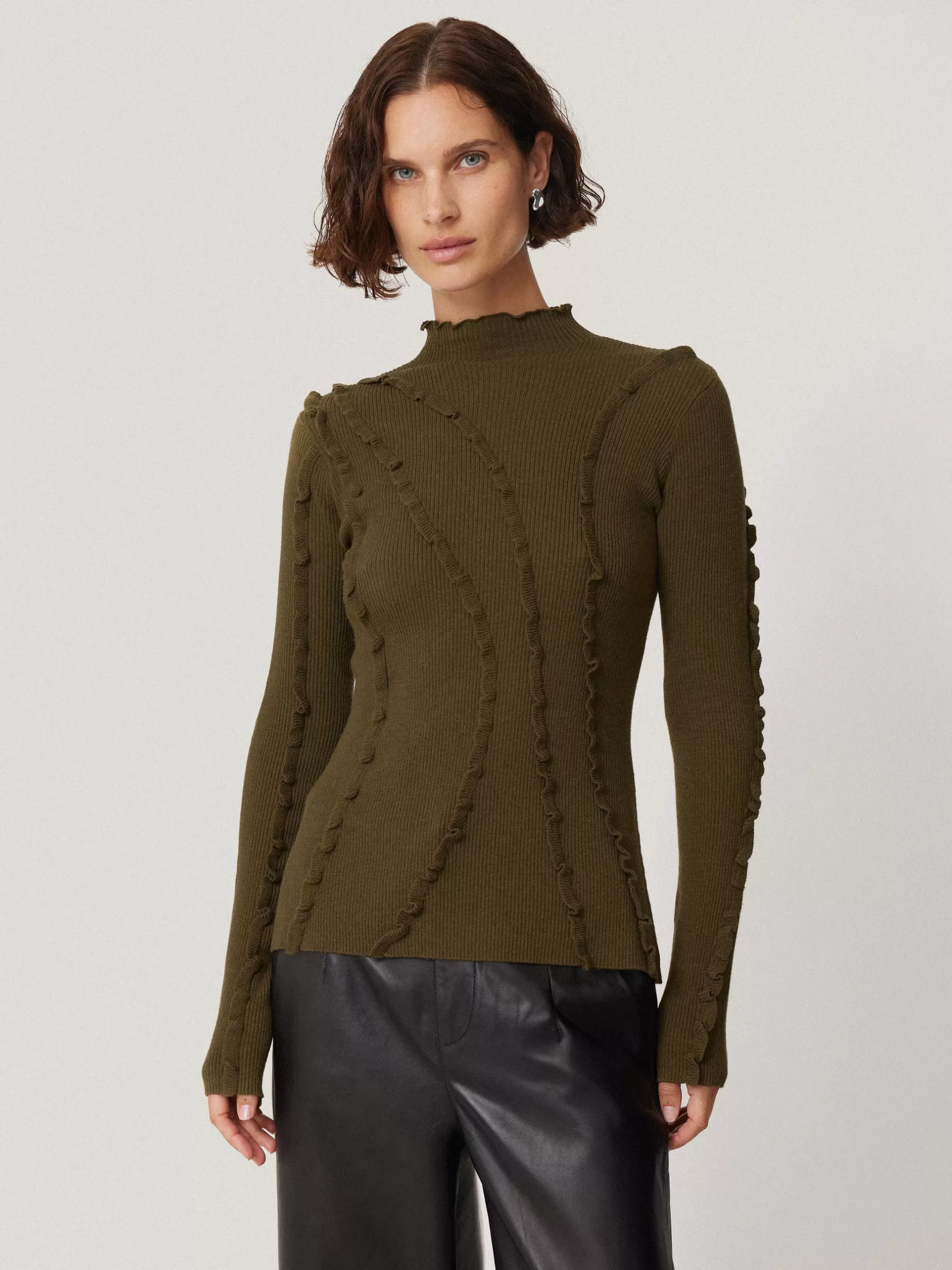 Best Jigsaw Ruffle Detail Jumper Khaki