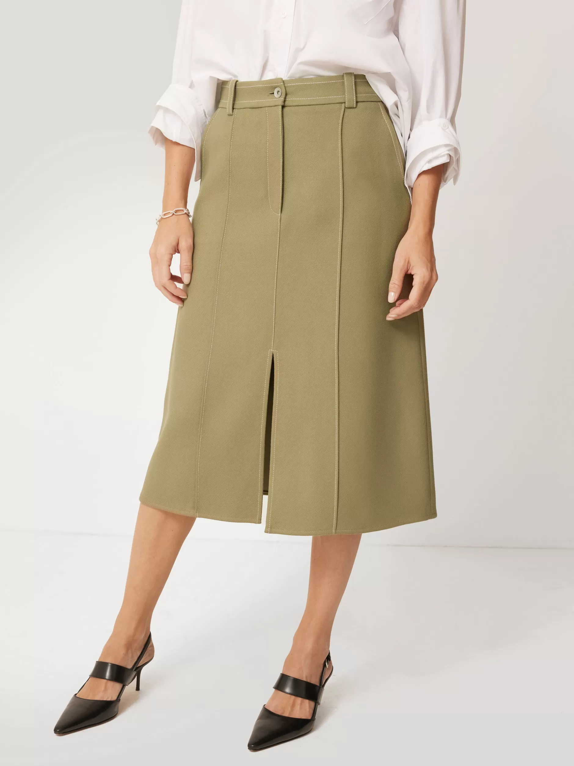 Sale Jigsaw Seamed Detail A Line Skirt Khaki