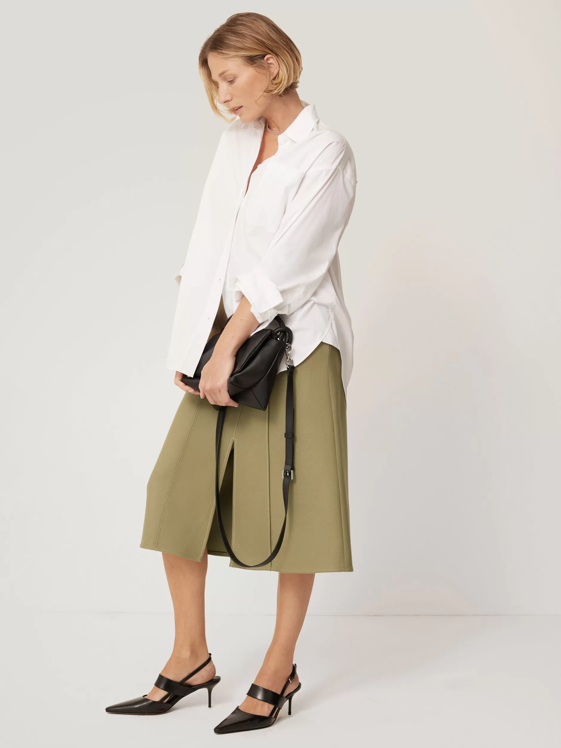 Sale Jigsaw Seamed Detail A Line Skirt Khaki