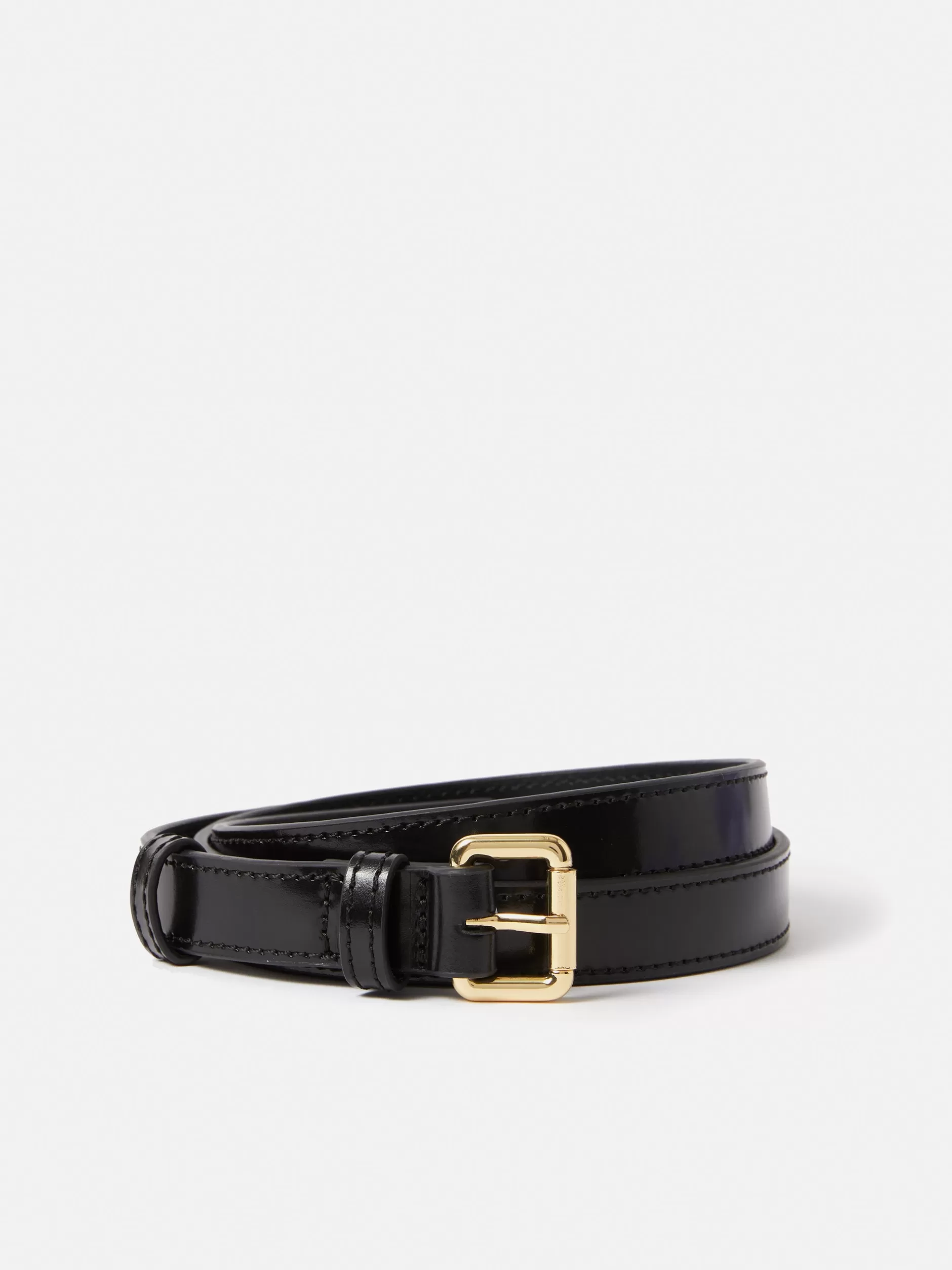 New Jigsaw Skinny Leather Belt Black