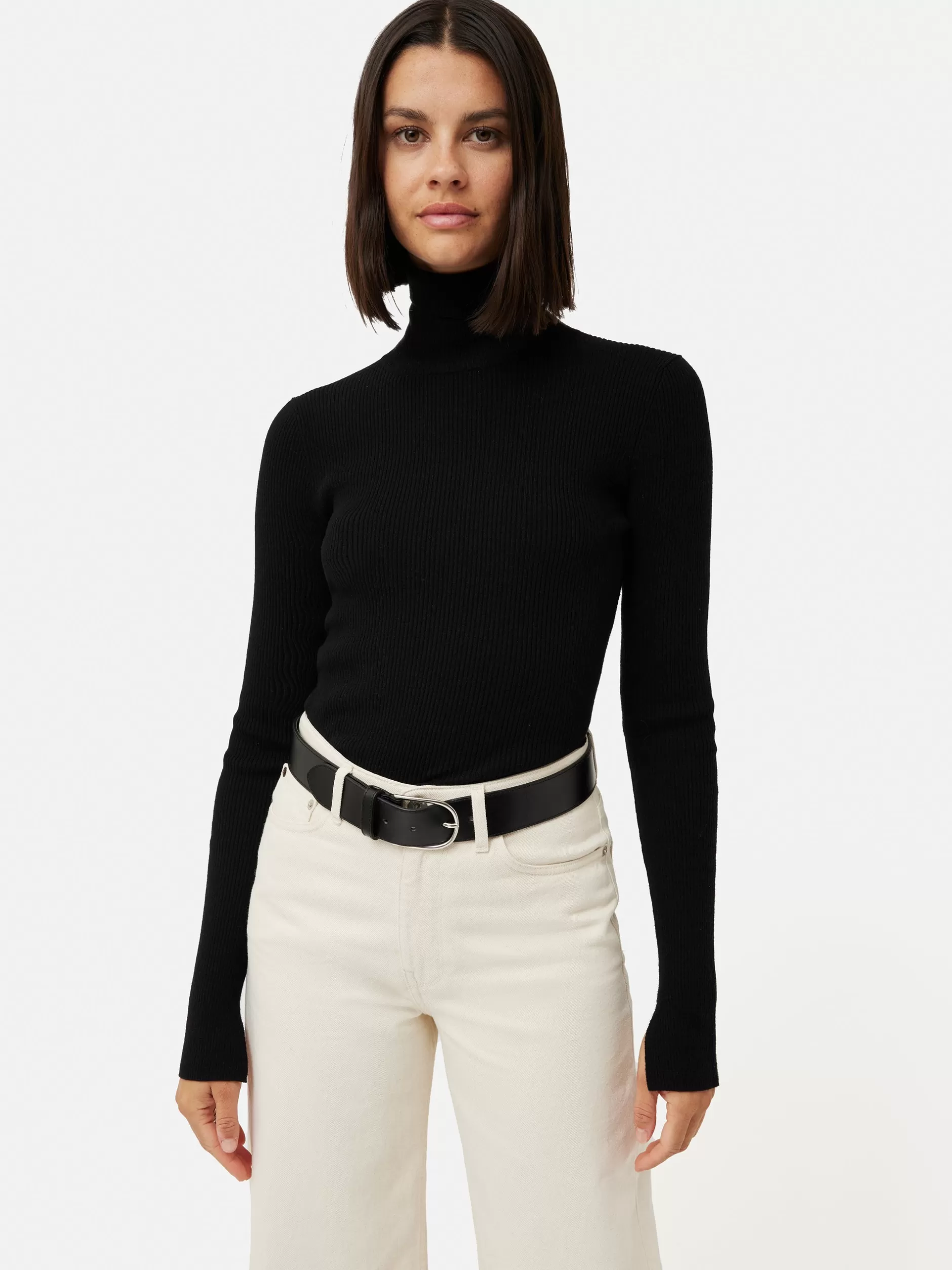 Clearance Jigsaw Slash Back Polo Neck Jumper Black