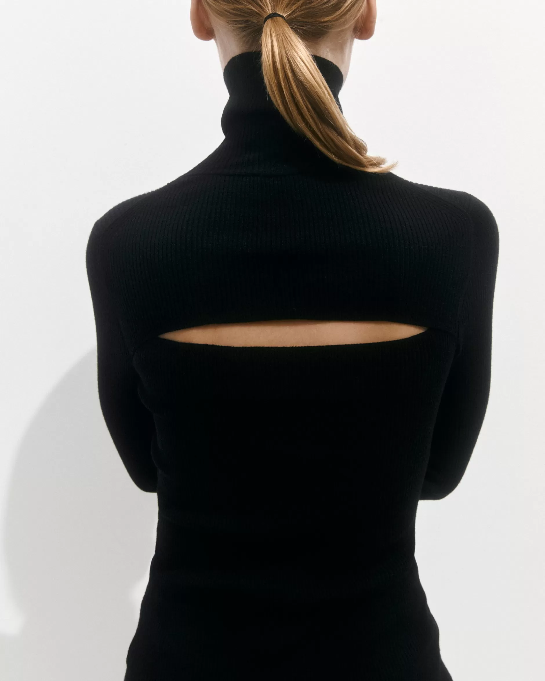 Clearance Jigsaw Slash Back Polo Neck Jumper Black