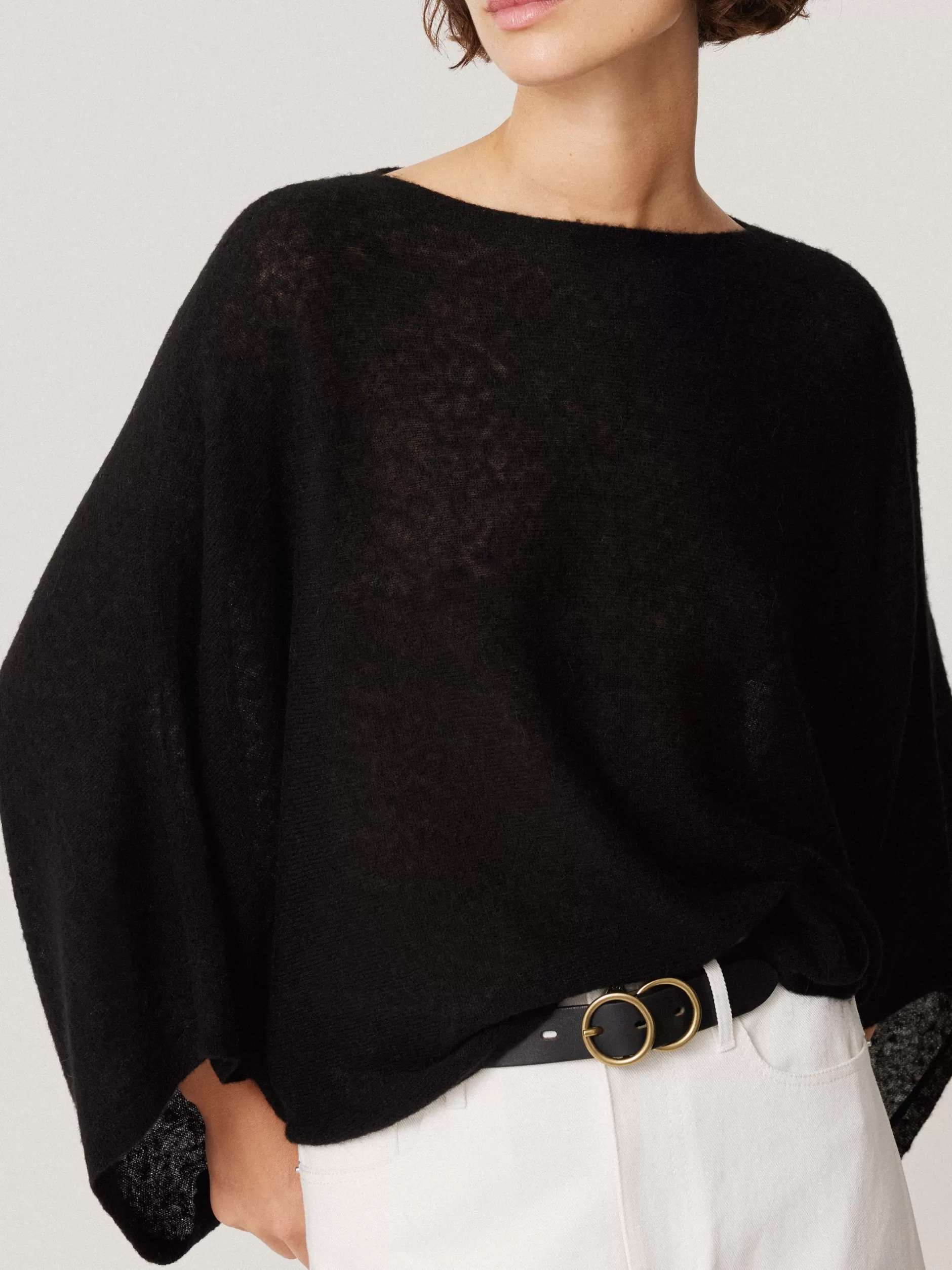 Cheap Jigsaw Soft Gauzy Knit Poncho Jumper Black