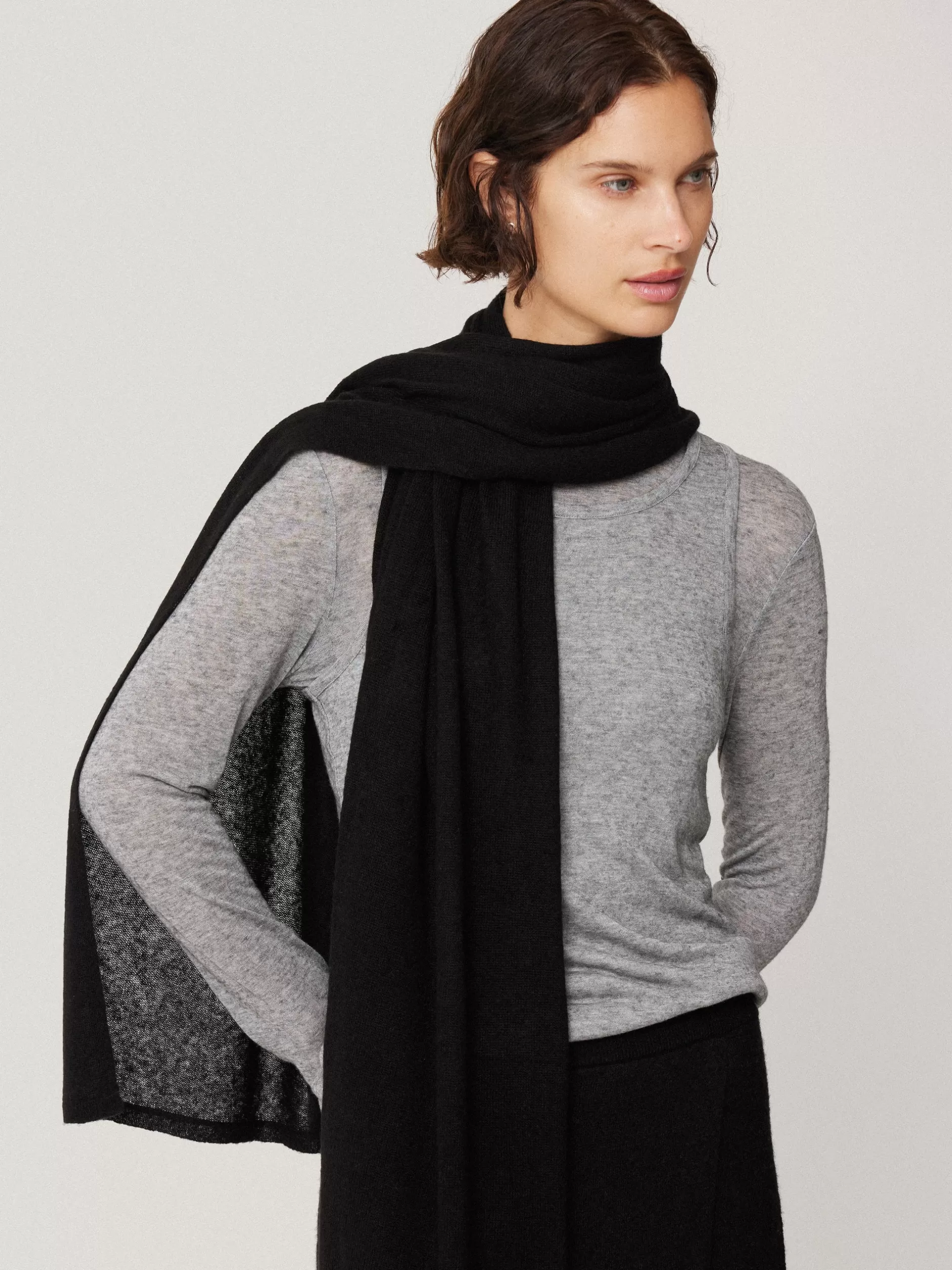 Flash Sale Jigsaw Soft Gauzy Knit Scarf Black