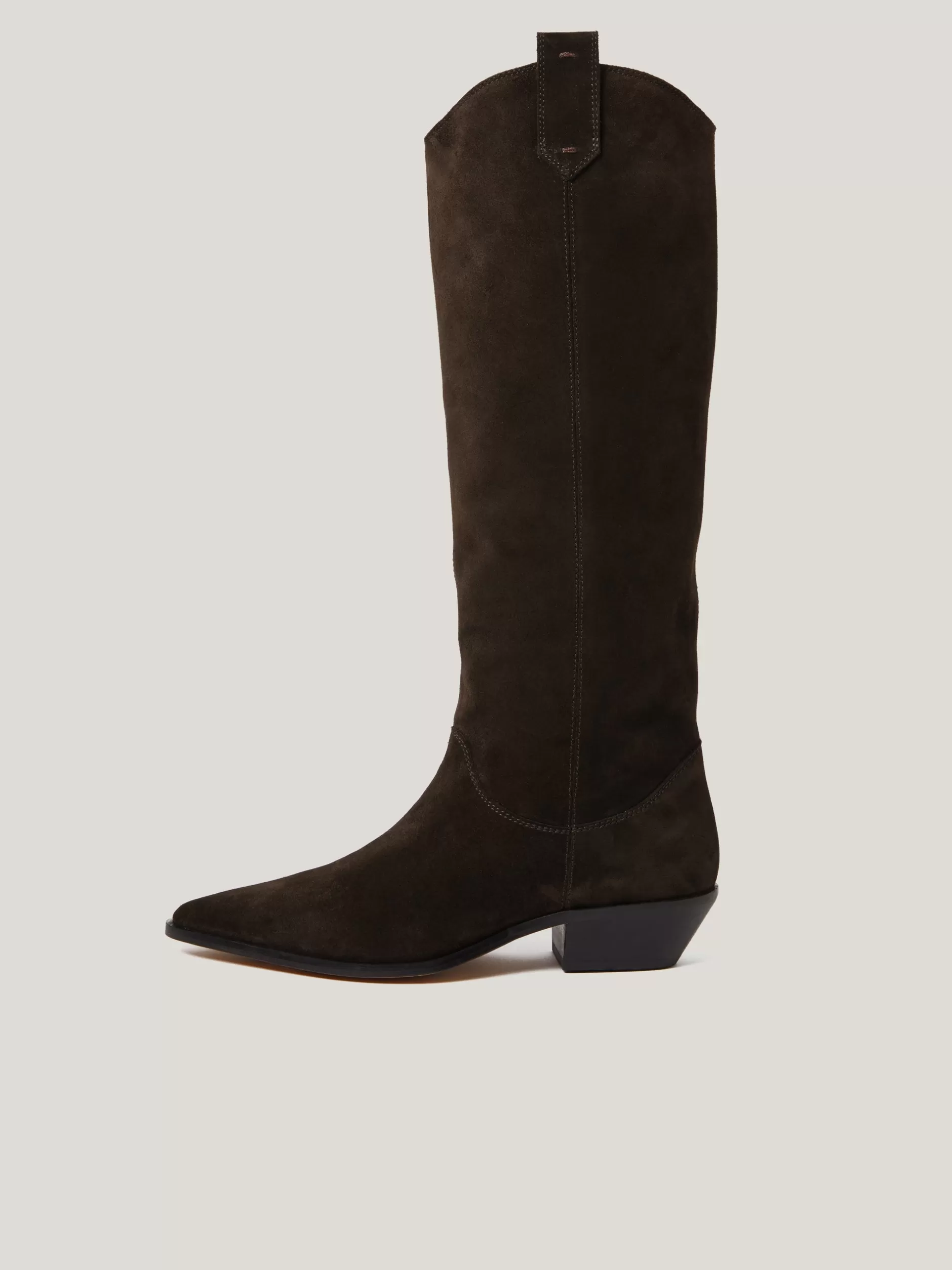 Online Jigsaw Suede Knee High Western Boot Chocolate