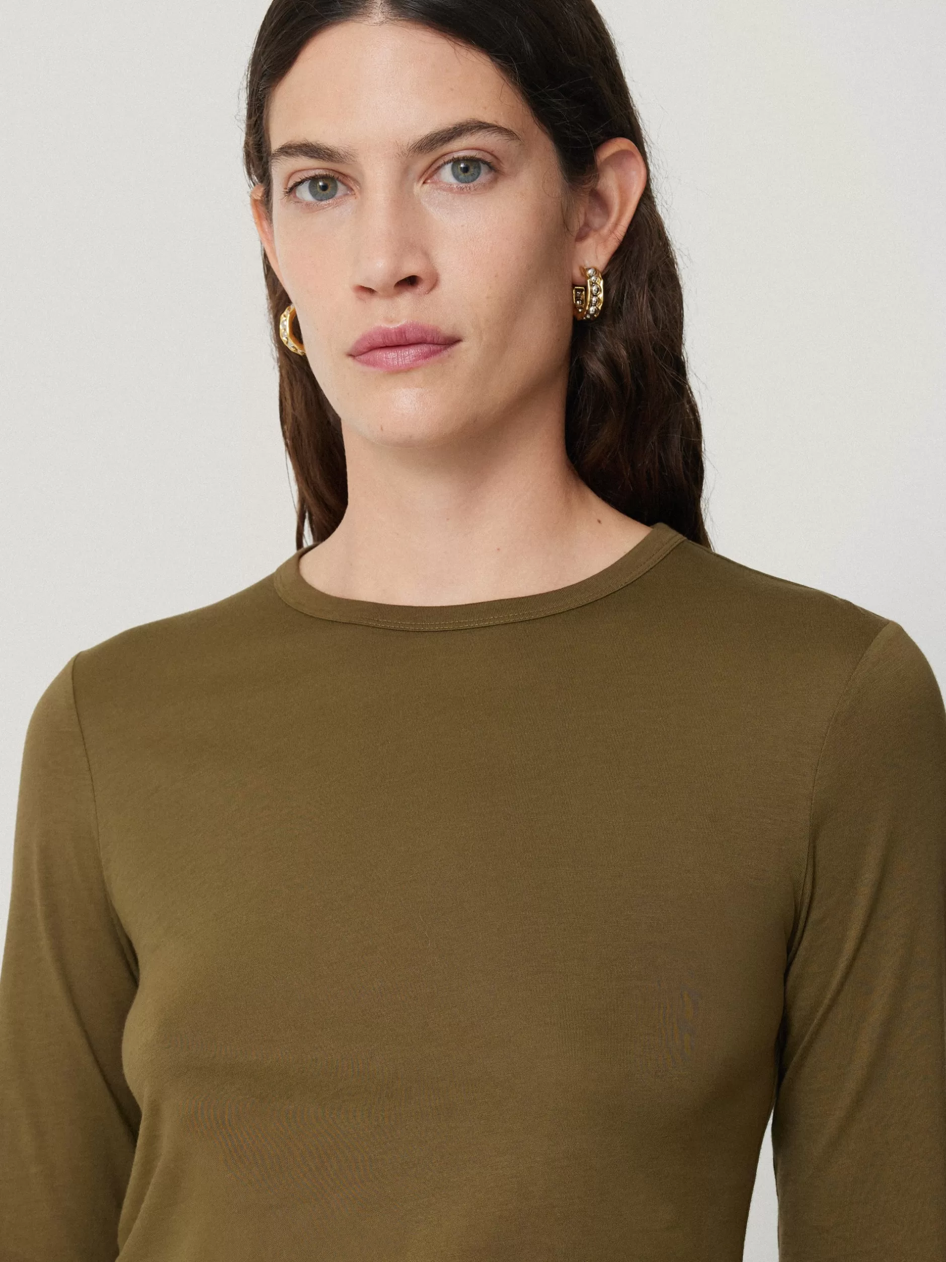 Clearance Jigsaw Supima Cotton Long Sleeve Tee Olive