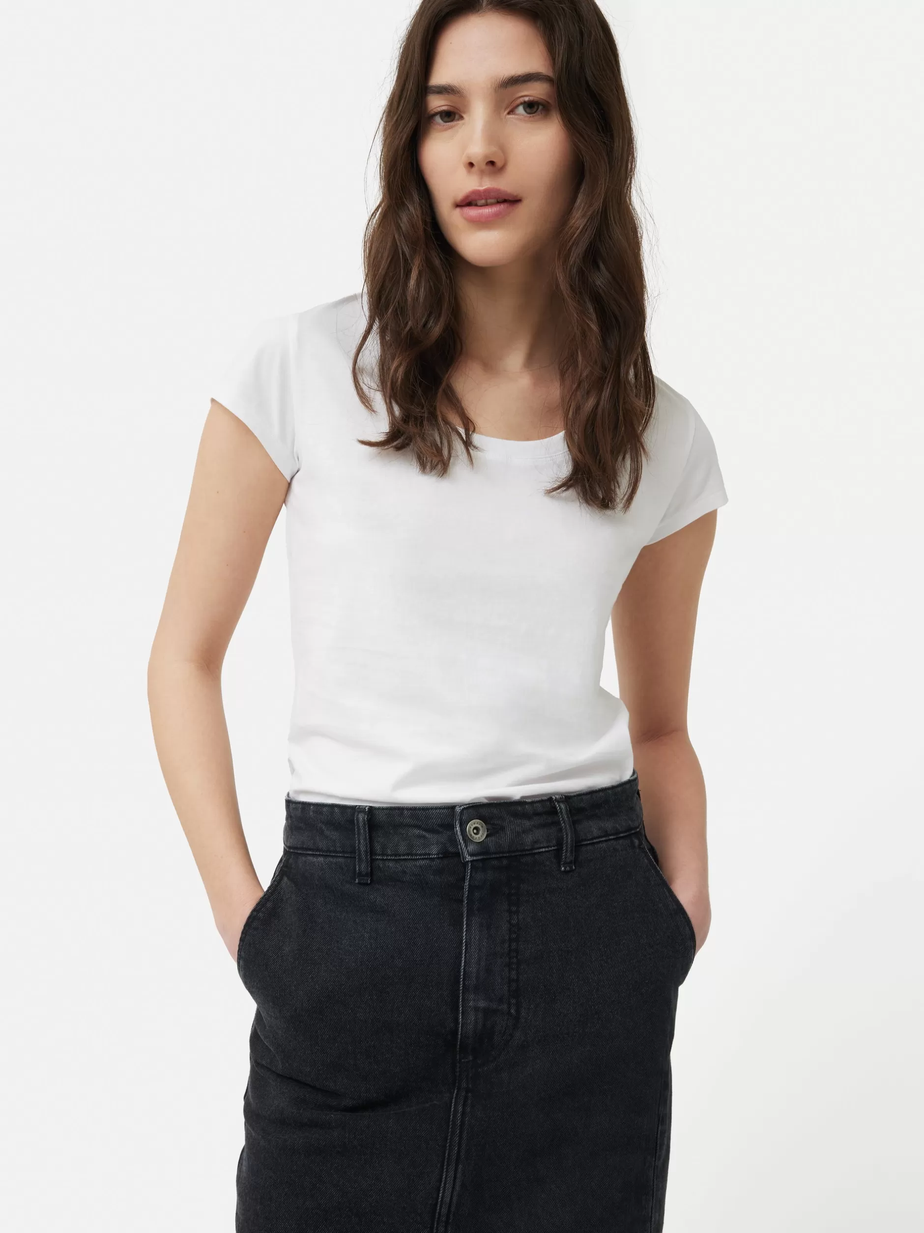 Online Jigsaw Supima Cotton Scoop Neck Tee White