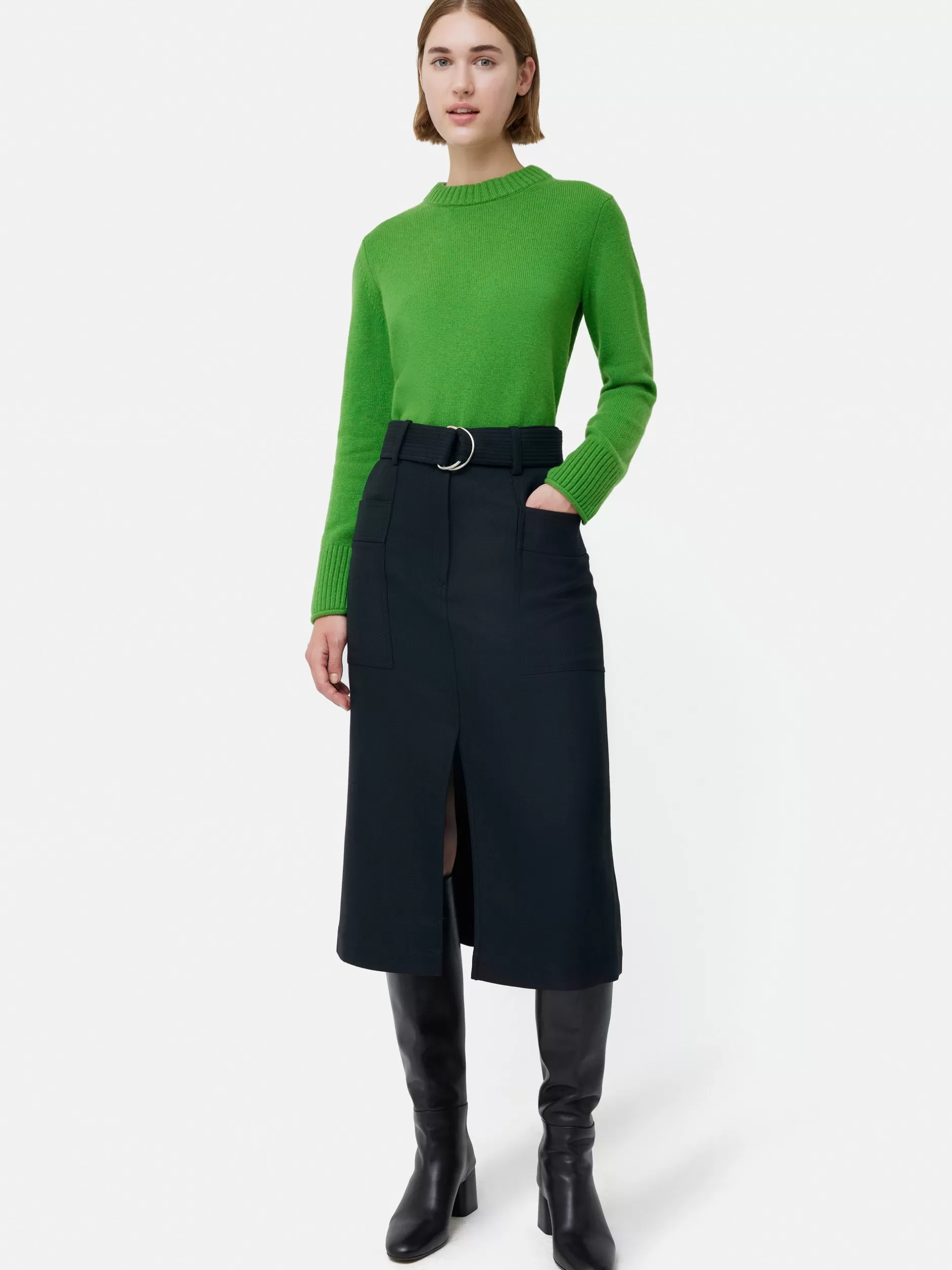 Store Jigsaw Wool Belted Utility Skirt Navy