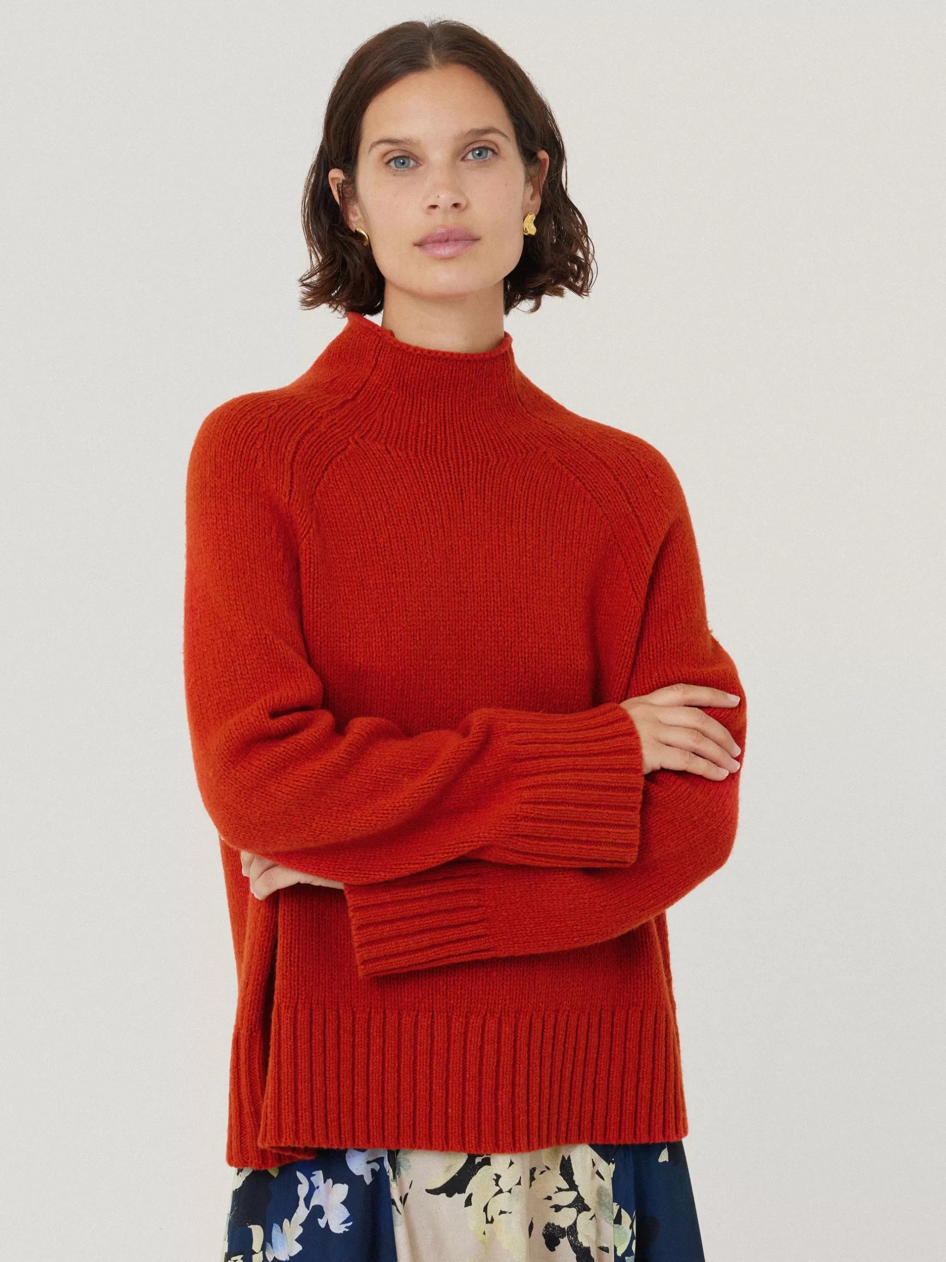 Sale Jigsaw Wool Blend Snowdon Jumper Orange