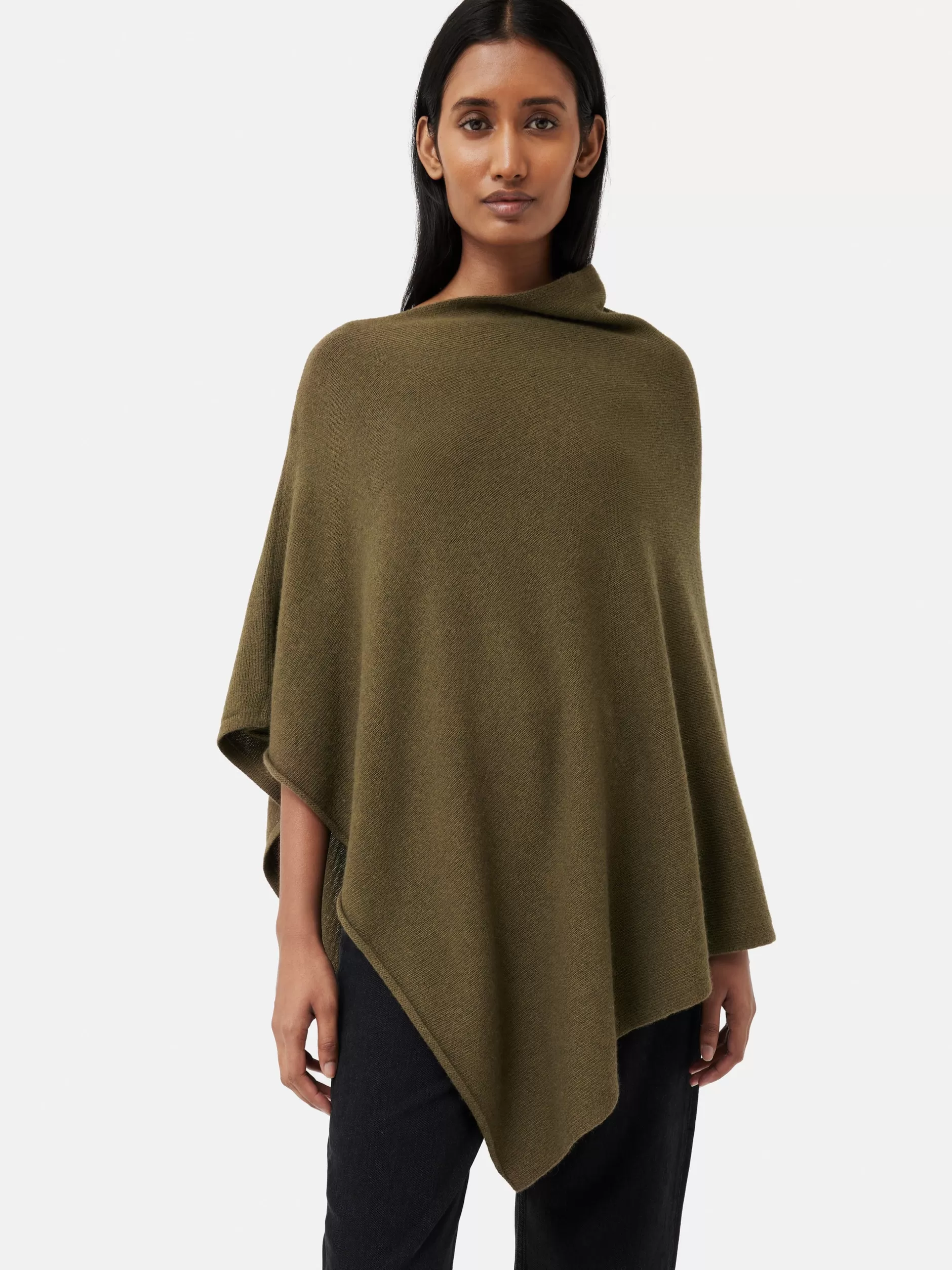 Best Jigsaw Wool Cashmere Blend Drape Poncho Green