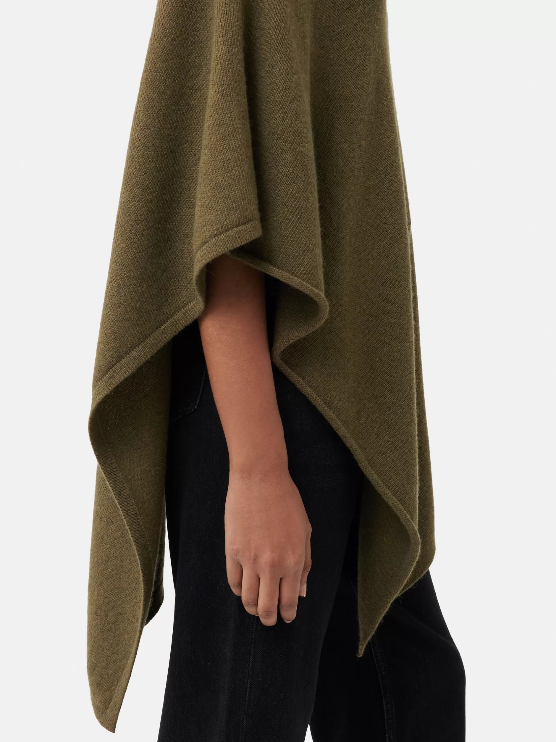 Best Jigsaw Wool Cashmere Blend Drape Poncho Green