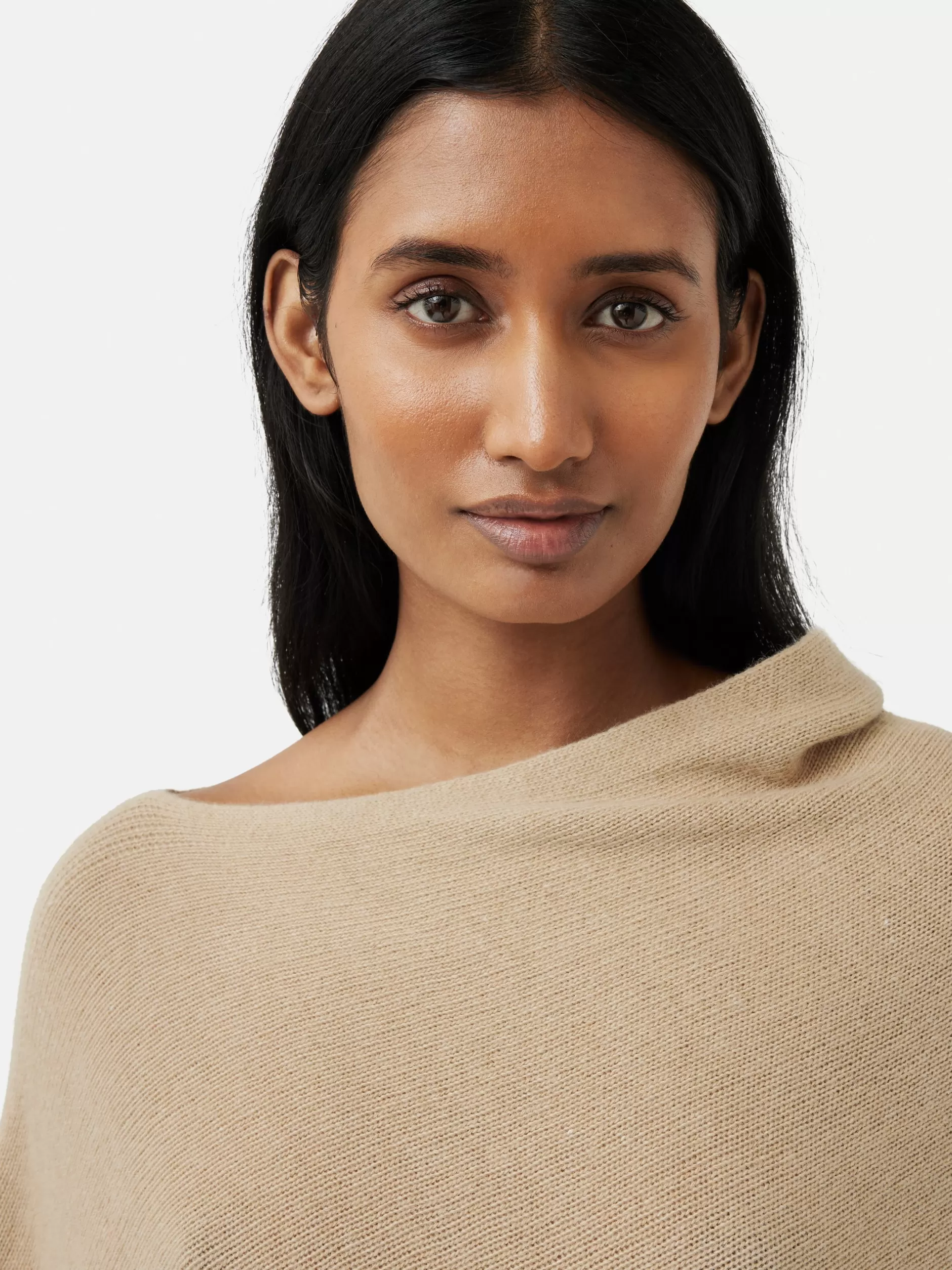 Store Jigsaw Wool Cashmere Blend Drape Poncho Beige