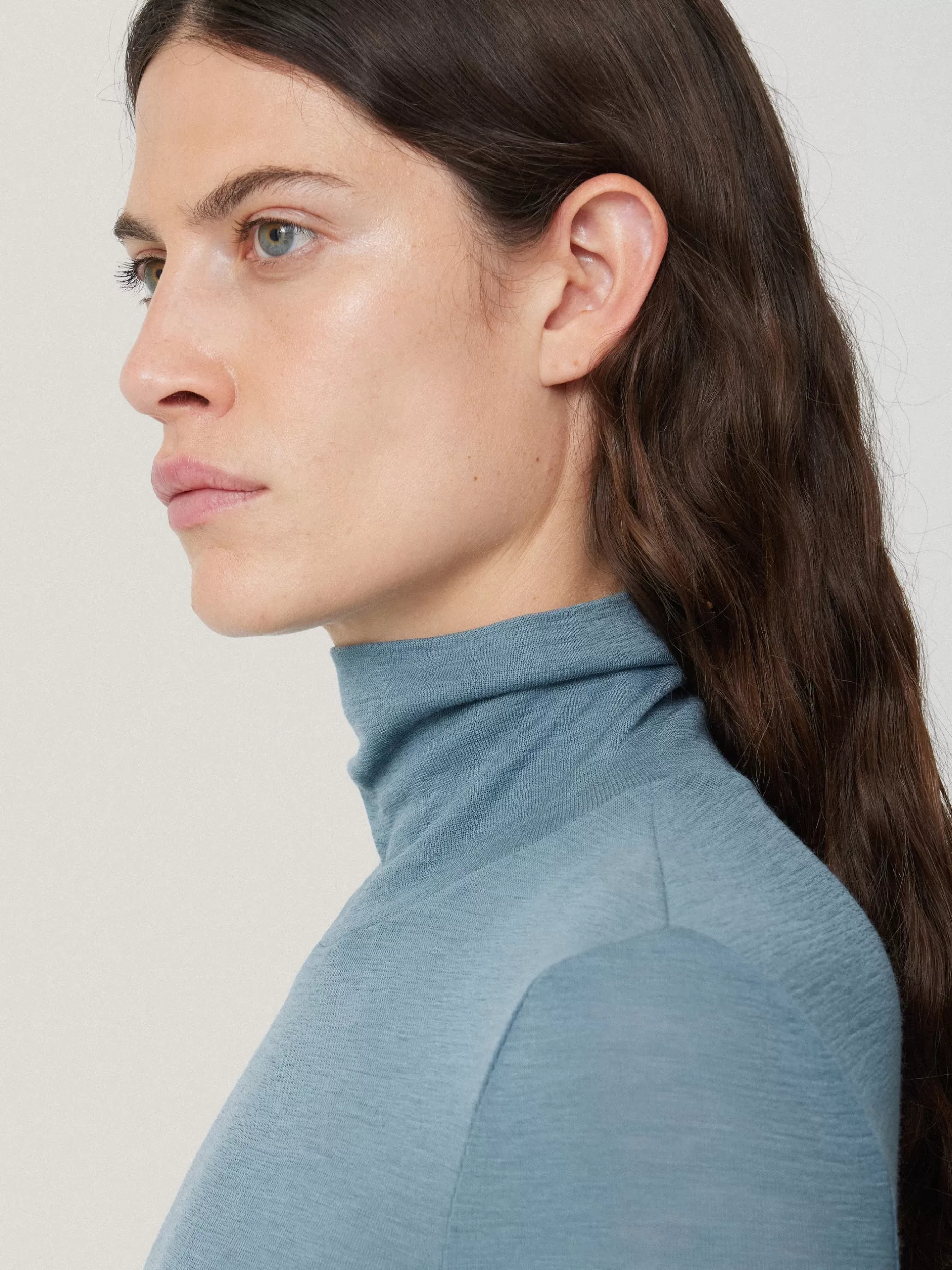 Shop Jigsaw Wool Jersey Polo Neck Top WaterBlue