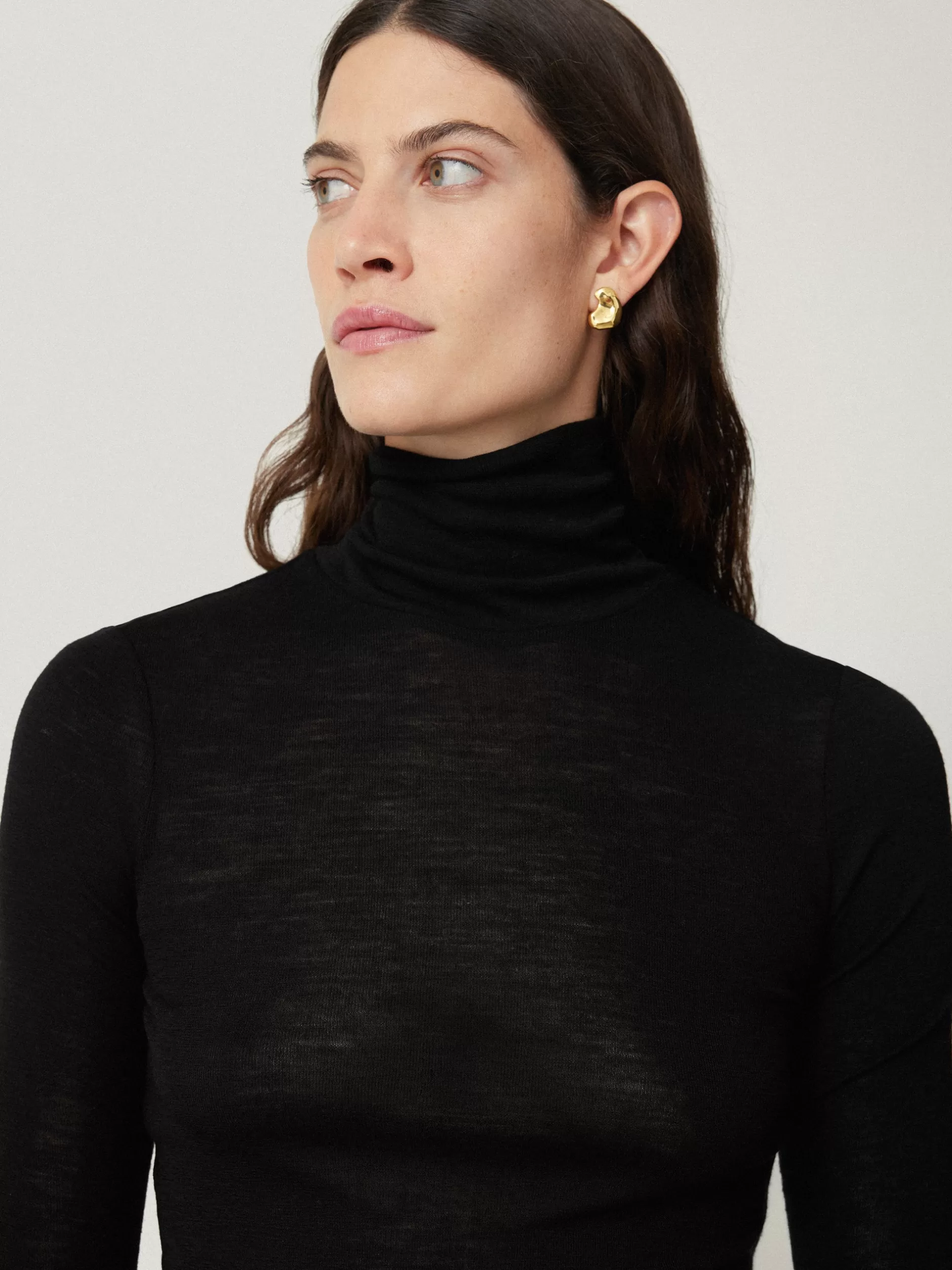 Hot Jigsaw Wool Jersey Polo Neck Top Black