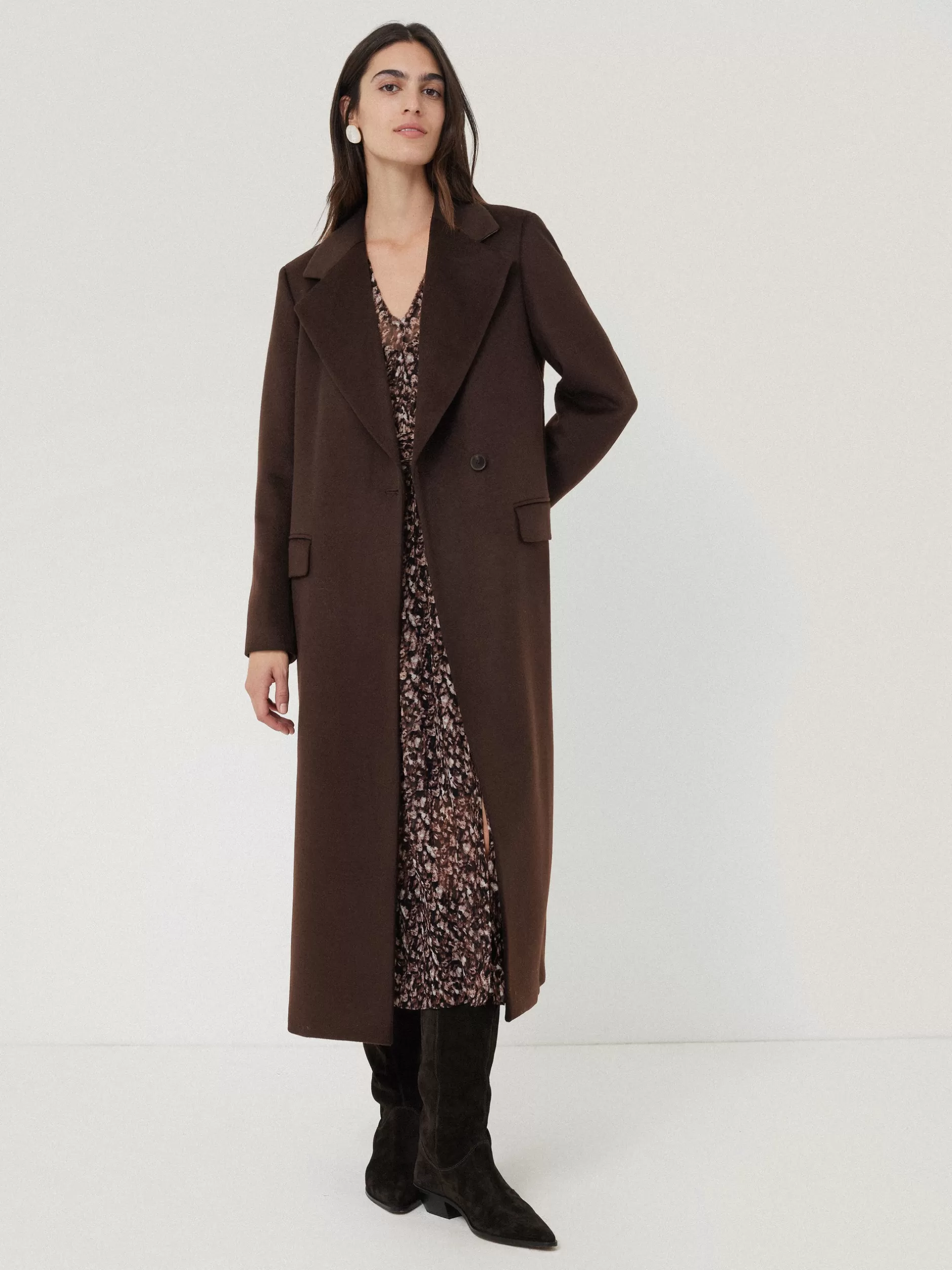 Hot Jigsaw Wool Maxi City Coat Chocolate