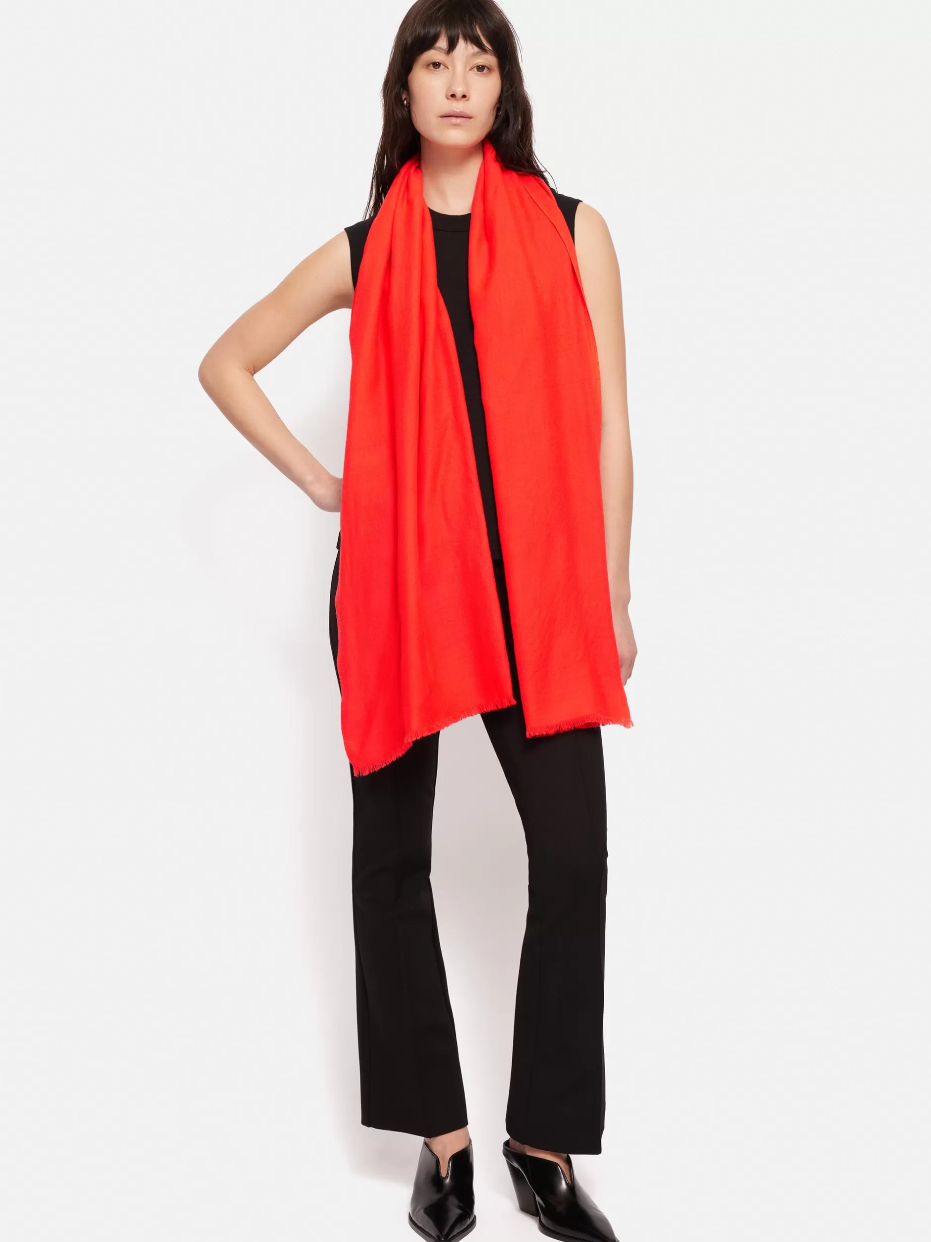 Fashion Jigsaw Wool Silk Pashmina Coral