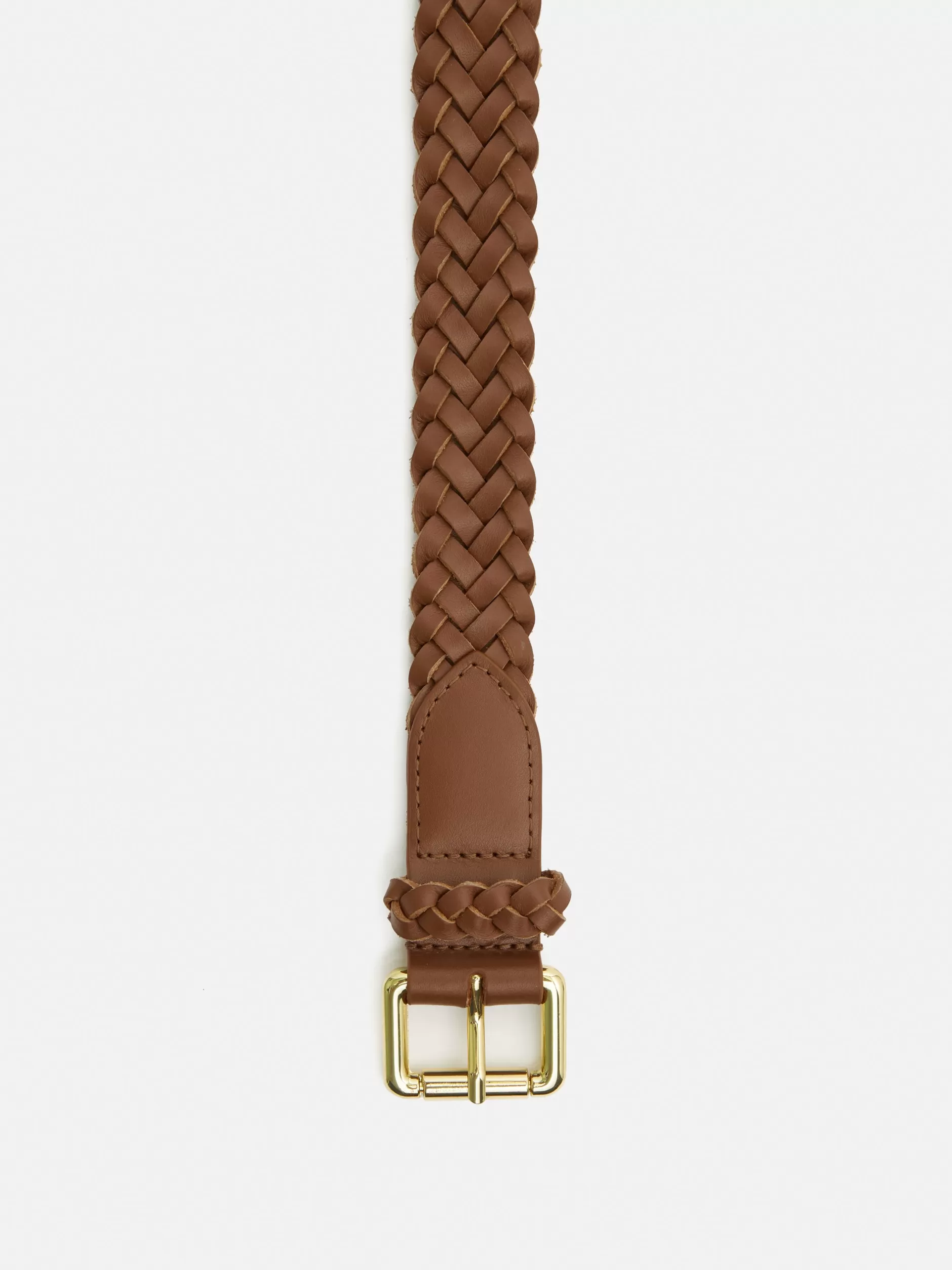 Fashion Jigsaw Woven Leather Belt Tan